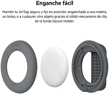 Funda para Apple AirTag con Clip, Carcasa Protectora Secure Holder con Llavero, Anillo con Llavero para Air Tag con Cobertura antiarañazos, Gris Oscuro