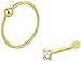 Forbidden Body Jewelry Set of 2 Styles Nose Rings: Sterling Silver Gold Plated 1.25mm CZ Stud and 9mm Nose Hoop