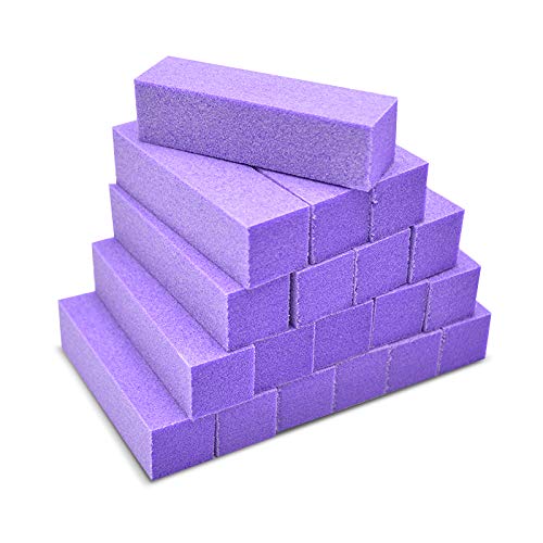 Tachibelle 50 pcs Premium Made in Korea Purple Buffer White 100/180 Grit Premium 4-Way Nail File Buffing Block