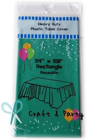 Evershine (6-Pack) Heavy Duty Plastic Table Covers Tablecloth (Reusable) (Rectangle 54" x 108", Emerald Green)