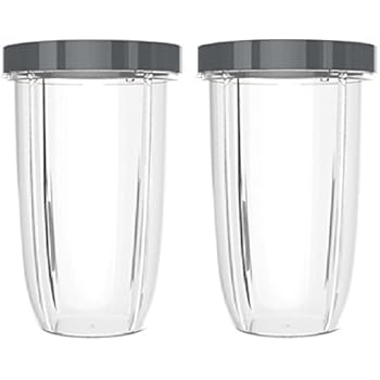 32oz Replacement Cups with Lip Ring for NutriBullet 600W and 900W Blenders (Pack of 2) by Preffered Parts
