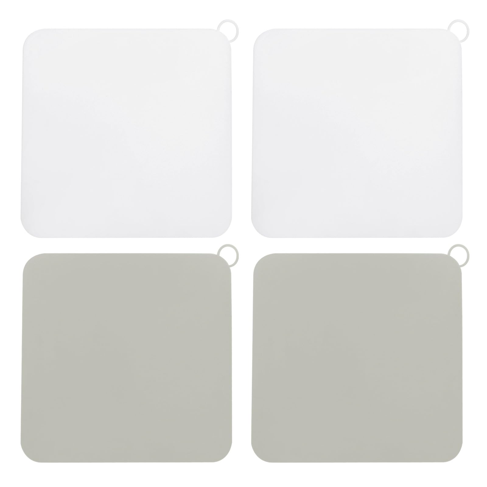 PATIKIL Silicone Floor Drain Anti-Odor Mat, 4Pcs/2Set Shower Drain Stopper Square Silicone Floor Drain Cover for Kitchen Bathroom, White Grey