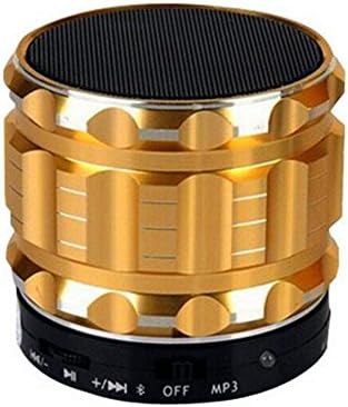 ANRANK BS64790AK Portable Mini Super Bass Stereo Bluetooth Speakers Metal Steel Wireless Audio Player With Mic FM Radio Support TF Card for iPhone Samsung Smartphone PC Tablet (Gold)