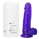 BIUZKO Crystal Dildos Thick Flexible Penis with Suction Cup & Balls, 7.8 Inch, 9.6 Ounce