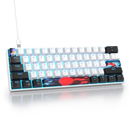 Solidee Clavier Mécanique 60%, 61 Touches Avec Commutateur Rouges Linéaires, Filaire Avec Rétroéclairage Led, Compact Avec Câble De Type C, Pour PS5/PS4 (Blanc 61)