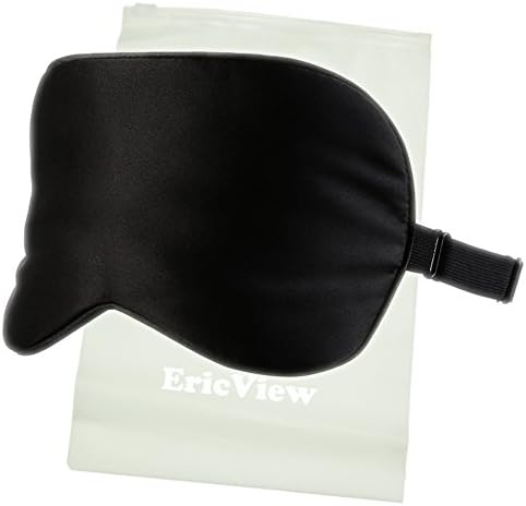 EricView Sleep Mask Natural Silk, Soft, Lightweight for Relaxation, Stress Relief, Extra Nose Pad to Block all the light. Adjustable Headband, Travel Home Hotel, for Women Men Kids (Standard, Black)