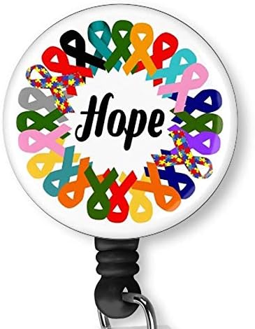 Cancer Awareness Ribbon Clip Art Retractable ID Card Badge Holder with Alligator Clip Name Nurse Decorative Badge Reel Clip on Card Holders