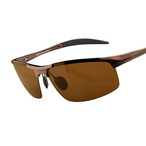 Duco Men's Sports Style Polarized Sunglasses Driver Glasses 8177S (Brown Frame,Brown Lens)