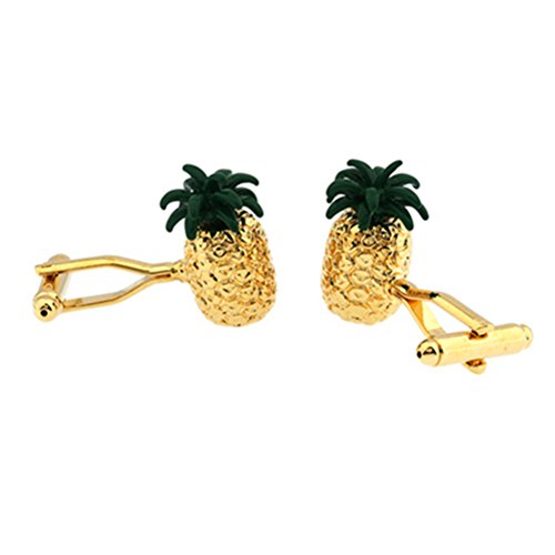 Gold Pineapple Cufflinks Fruit Trader Cook Chef Cruise Birthday Present Cuff Links