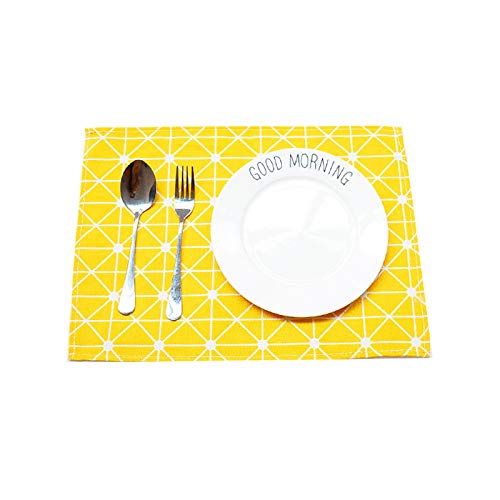 JoYous Craft Place Mats,Cotton Linen Non-Slip Placemat,Stain Resistant Washable Table Mats,Kitchen Table Place Mats (4PCS Placemats Yellow)