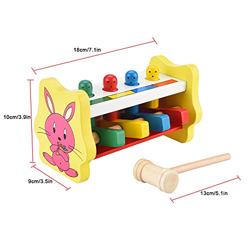 image for Pounding Bench Wooden Toy with Mallet,salaheiyodd Wooden Pounding Benc
