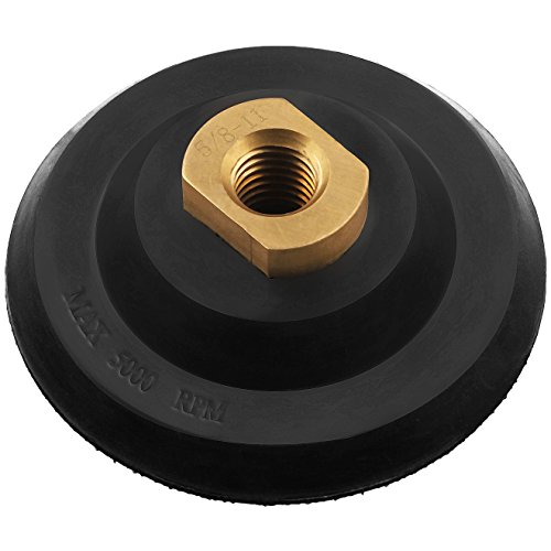ADVcer 4 inch Polisher Backing Plate - Metal Arbor 5/8" 11 Thread Rubber Hook and Loop Backer Pad, Ideal Polishing Disc Holder for Concrete Tile Granite Marble Stone Countertop Floor Grinder (Black) - Thumbnail 6