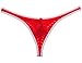 Jaxu Men's Bordered Mesh Striped Thong Underwear M Red
