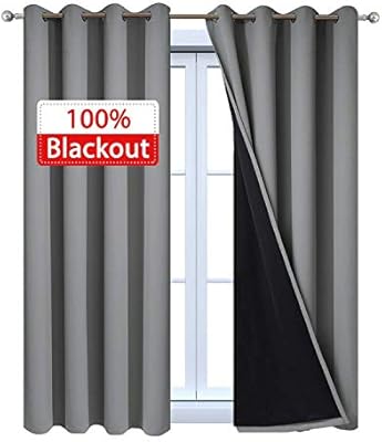 Yakamok 100 Blackout Curtains Thermal Insulated Soundproof