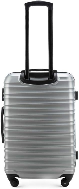 WITTCHEN Travel Suitcase Carry-On Cabin Luggage Hardshell Made of ABS with 4 Spinner Wheels Combination Lock Telescopic Handle Groove Line Set of 3 suitcases Grey - Image 5