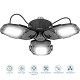 80W LED Garage Lights, Deformable Garage Light with 3 Adjustable Wings, 8000LM, E26 LED Shop Light, Barn Light, High Bay Light, Ceiling Lighting Fixture for Warehouse (No Motion Detection)