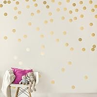 Easy Peel + Stick Gold Wall Decal Dots - 2 Inch (200 Decals) - Safe on Walls & Paint - Metallic Vinyl Polka Dot Decor - Round Circle Art Glitter Stickers - Large Paper Sheet Baby Nursery Room Set