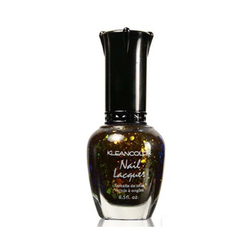 1 Kleancolor Nail Polish Lacquer #236 Chunky Holo Black Manicure + Free Earring Gift