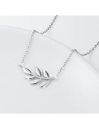 Collar de plata de ley 925 con diseño de hoja de olivo y collar de gargantilla de loto para mujer