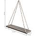 MyGift 17-Inch Rustic Gray Wood Rope-Hanging Floating Shelves, Set of 2