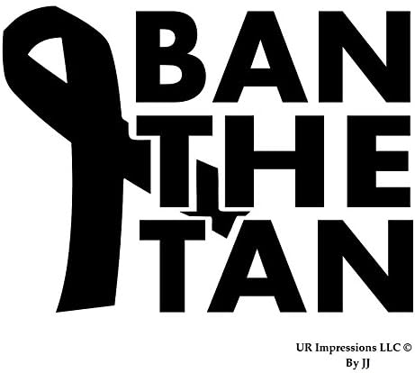 Blk 5.5in. Skin Cancer Awareness - Ban The Tan Decal Vinyl Sticker Graphics|UR Impressions|for Cars Trucks SUV Vans Walls Windows Laptop Tablet|Black|5.5 X 4.4 inch|JJURI058