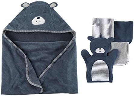 Carter's Hooded Bath Towel and Washcloth Set - Blue Bear