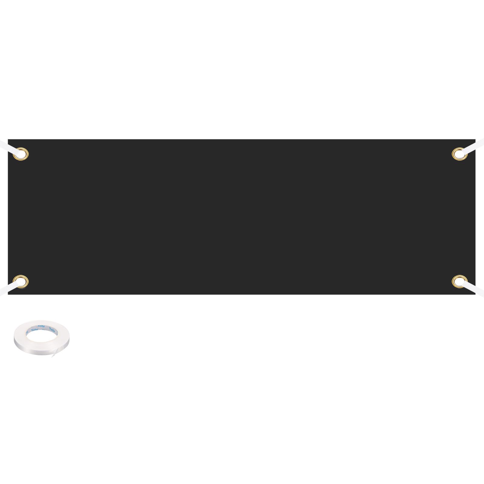 PATIKIL Blank Banners Signs to Decorate 2'x6' Sublimation Black Banner with Hanging Rope for Business Outside Outdoor Wall — image 1