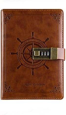 PU Leather Business Notebook Classic Writing Notepads Professional Journal Book Locked with Pen Holder and Pockets (Brown)