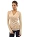 PattyBoutik Women's Faux Wrap Long Sleeve Pullover Blouse