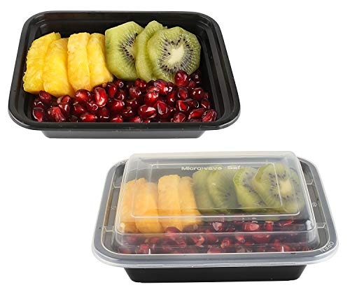 50-Pack Tiny Meal Prep Plastic Microwavable Food Containers Meal prepping & Lids. 12 OZ. Black Rectangular Reusable Storage Lunch Boxes -BPA-Free Food Grade- Freezer Dishwasher Safe -Premium Quality