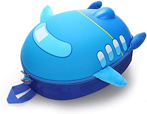 Pantipinky Waterproof Eggshell Shape Children Schoolbag Toddler Cartoon 3D Plane Rucksack Backpack Travel Holiday Bag for Kids Boys Girls (Blue)