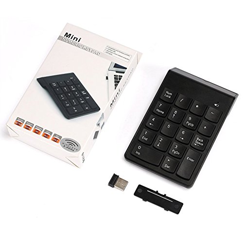 Wireless Numeric Keypad, Wirezoll 2.4G Number Pad, 18 Keys Wireless Silent Numeric Keypad with Mini USB Receiver, for Laptop, PC, Desktop, Notebook and More - Black - Thumbnail 7