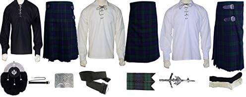 UMAM New Scottish Kilt Set of 08 Pcs Black Watch Tartan