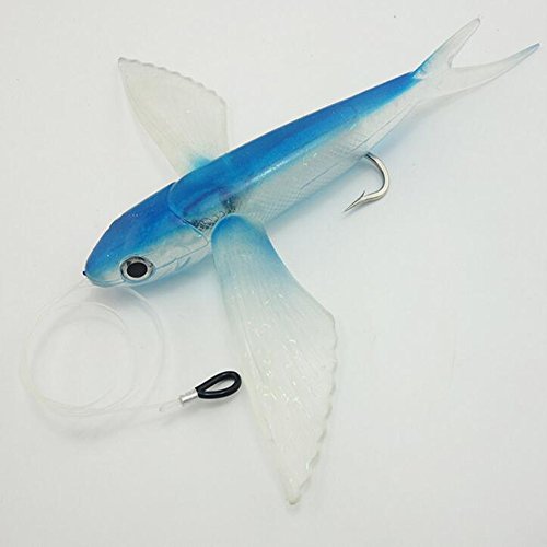AGadget 8inch/4oz Fishing Lures Soft Plastic Big Size Silicone Artificial Baits 3D Flying Fish with Hook