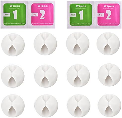 Cable Clips,Binds Cables,12 piece Cord Management for Wire Clips System,Desktop Cable Organizer for Multipurpose Cord Clips, Cable Tie Holder With Strong Self Adhesive-White-From Bluegogo.
