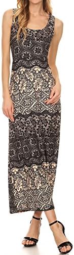 iZZYZX Women's Regular Stretchable Sleeveless Racerback Print Maxi Dresses