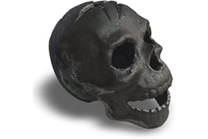 JTRF Fire Pit Skull – Metal Human Skull Fire Log for Fireplaces, Fire Pits & Campfires, Creepy Halloween Decor, Reusable Indoor & Outdoor Accessory