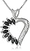 Amazon Collection Sterling Silver Sapphire Half-and-Half Open Heart Pendant Necklace, 18