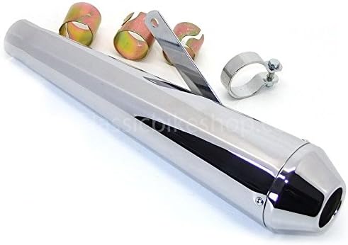 Short Universal Megaphone Silencer Muffler Chrome, Ideal For Classic Motorcycles, Cafe Racers, Choppers, Bobbers etc