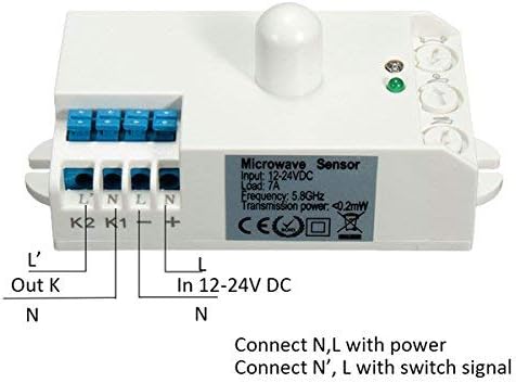 DC 12V-24V Microwave Radar Sensor Body Motion Detector Light Switch 5. &ndash