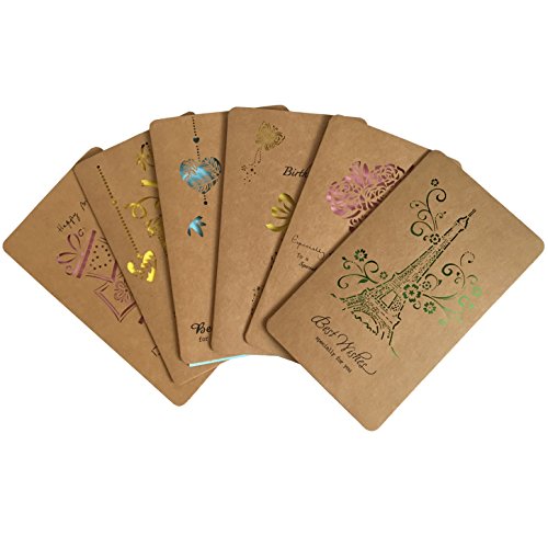 Kraft Paper Assorted All Occasion Greeting Cards - Includes Birthday,Blessing ,Thank You Cards - Set of 12 cards - with Kraft Paper envelopes (Kraft Paper Cards)