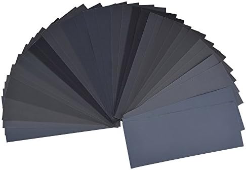 Mestool 336-SP 400 to 3000 Grit Wet Dry Sandpaper ,93.6 Inches ,C-Wt Paper Backing-36 Pcs