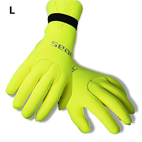 Scratch-resistant Diving Gloves Warm Anti-slip Gloves Diving Equipment For Snorkeling Windsurfing Surfing Spearfishing Boating (Yellow, L)
