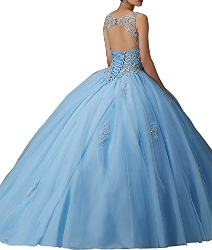 BessDress Gorgeous Long Prom Dreses Girls'Ball Gown Beads Quinceanera Dresses BD084
