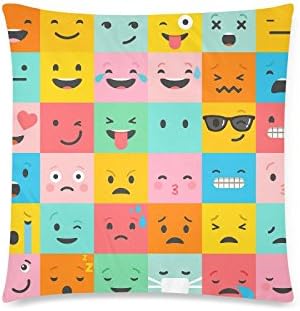 GUNCHU Custom Emoticon Colorful Faces Decorative Throw Pillow Case Cushion Cover 18"x 18"