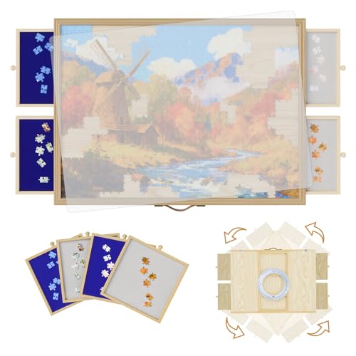 1500 Pcs Adjustable Jigsaw Puzzle Board with Drawers and Cover, 33.3