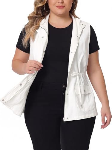 Agnes Orinda Women Plus Size Lightweight Sleeveless Anorak Cargo Vest at Amazon