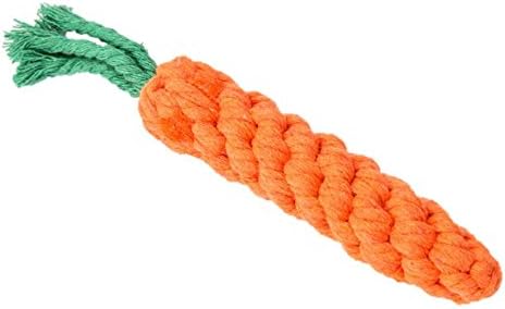Because of Paws Braided Rope Chew Toys - Fun, Colorful Shapes - for Small Dogs Only (Carrot)