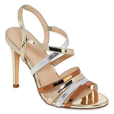 Amazon.com | Women's Nicole Miller Angelica Elastic Open-Toe Stiletto Heel Sandals, Multi 