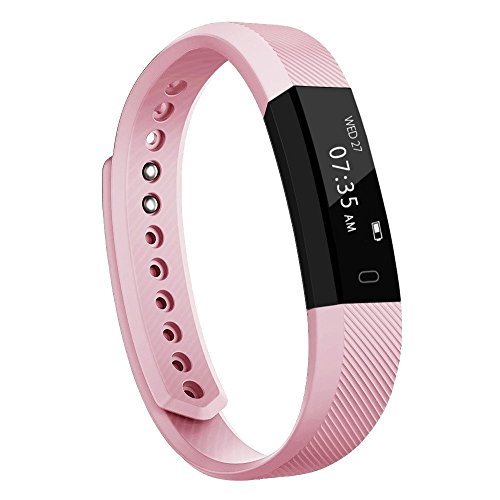 Toobur Slim Fitness Tracker Watch, Health Activity Tracker with Pedometer Calories Track and Sleep Monitor,Smart Wristband for Kids Women Men (Pink)